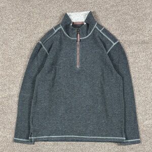 Grey 1/4 Zip Pullover Lightweight Sweatshirt Mens L Preppy Golf Casual Workwear